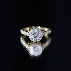Certified Bezel Set Lab Grown Diamond Engagement Ring With Side Stones
