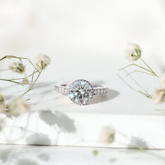 Certified Bezel Set Lab Grown Diamond Engagement Ring With Side Stones