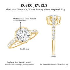 Certified Bezel Set Lab Grown Diamond Engagement Ring With Side Stones