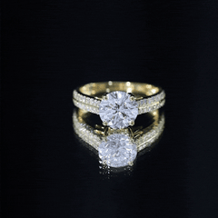 Certified Lab Grown Diamond 8 MM Simple Engagement Ring With Side Stones