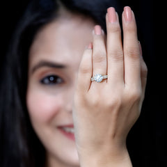 Certified Lab Grown Diamond 8 MM Simple Engagement Ring With Side Stones