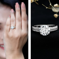 Certified Lab Grown Diamond 8 MM Simple Engagement Ring With Side Stones