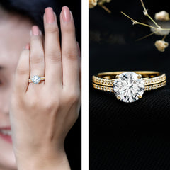 Certified Lab Grown Diamond 8 MM Simple Engagement Ring With Side Stones