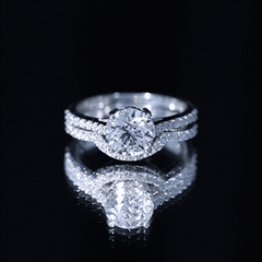 Lab Grown Diamond 8 MM Round Engagement Ring With Ring Guard