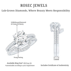 Lab Grown Diamond 8 MM Round Engagement Ring With Ring Guard