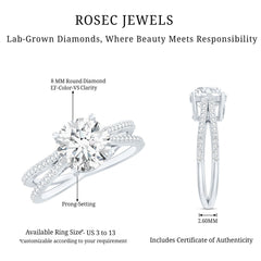 Certified 8 mm Lab Grown Diamond Split Shank Engagement Ring