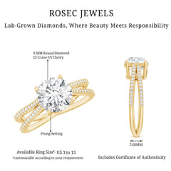 Certified 8 mm Lab Grown Diamond Split Shank Engagement Ring