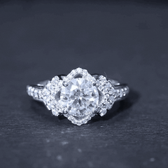 Certified 8 MM Lab Grown Diamond Vintage Style Engagement Ring