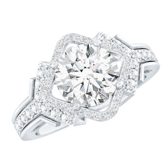 Certified 8 MM Lab Grown Diamond Vintage Style Engagement Ring