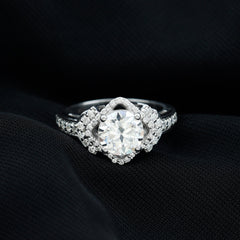 Certified 8 MM Lab Grown Diamond Vintage Style Engagement Ring