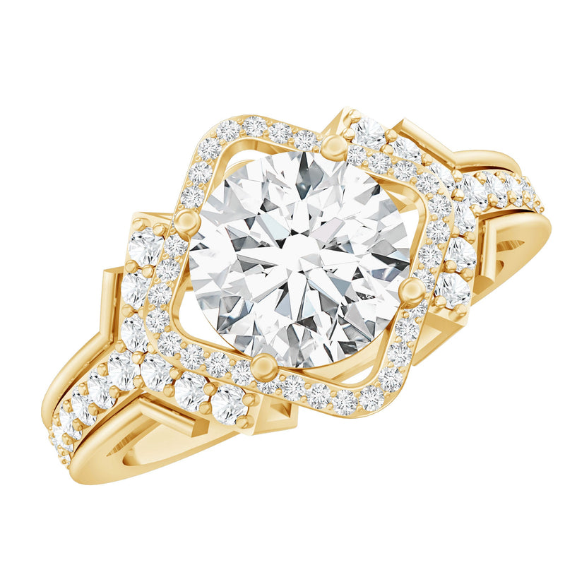 Certified 8 MM Lab Grown Diamond Vintage Style Engagement Ring