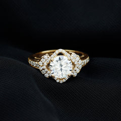 Certified 8 MM Lab Grown Diamond Vintage Style Engagement Ring
