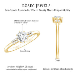 Certified 5 MM Lab Grown Diamond Non Traditional Engagement Ring
