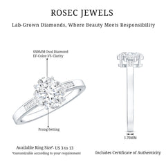 Certified 6X8 MM Oval Lab Grown Diamond Solitaire Engagement Ring