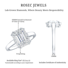 Certified 1 Carat Lab Grown Diamond Emerald Cut Engagement Ring