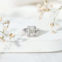 Certified 1 Carat Lab Grown Diamond Emerald Cut Engagement Ring