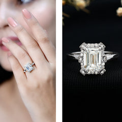 Certified 1 Carat Lab Grown Diamond Emerald Cut Engagement Ring