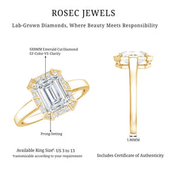 Certified 1 Carat Lab Grown Diamond Emerald Cut Engagement Ring