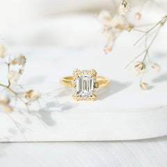Certified 1 Carat Lab Grown Diamond Emerald Cut Engagement Ring
