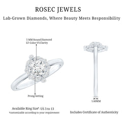 Certified 5 MM Lab Grown Diamond Unique Engagement Ring