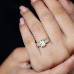 Certified 6X8 MM Oval Lab Grown Diamond Designer Engagement Ring