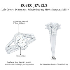 Certified 6X8 MM Oval Lab Grown Diamond Split Shank Engagement Ring
