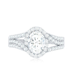 Certified 6X8 MM Oval Lab Grown Diamond Split Shank Engagement Ring
