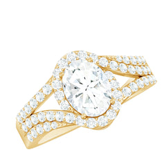 Certified 6X8 MM Oval Lab Grown Diamond Split Shank Engagement Ring