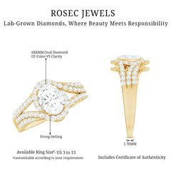 Certified 6X8 MM Oval Lab Grown Diamond Split Shank Engagement Ring