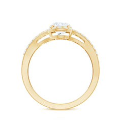 Certified 6X8 MM Oval Lab Grown Diamond Split Shank Engagement Ring