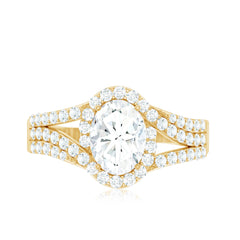 Certified 6X8 MM Oval Lab Grown Diamond Split Shank Engagement Ring