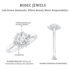 Certified 1 Carat Lab Grown Diamond Halo Engagement Ring