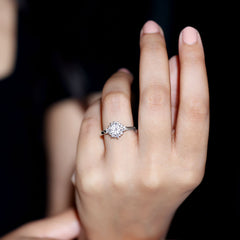Certified 1 Carat Lab Grown Diamond Halo Engagement Ring