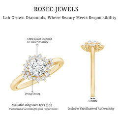 Certified 1 Carat Lab Grown Diamond Halo Engagement Ring