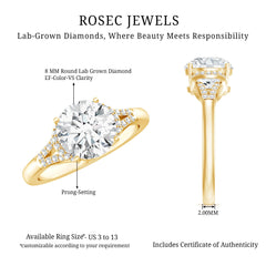 Certified 8 MM Lab Grown Diamond Solitaire Engagement Ring