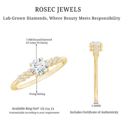 Certified 5 MM Lab Grown Diamond Designer Engagement Ring