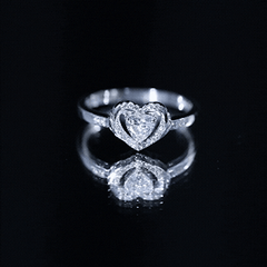 Certified Lab 5MM Heart Diamond Halo Engagement Ring