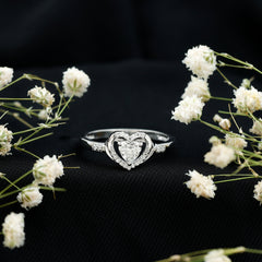 Certified Lab 5MM Heart Diamond Halo Engagement Ring
