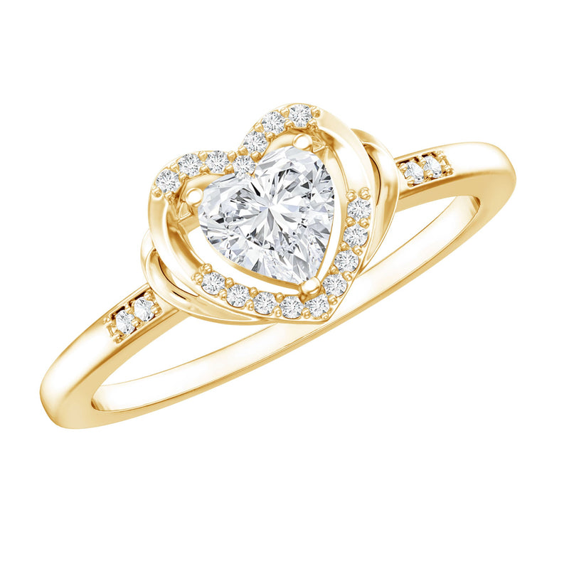 Certified Lab 5MM Heart Diamond Halo Engagement Ring