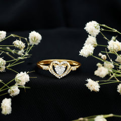 Certified Lab 5MM Heart Diamond Halo Engagement Ring