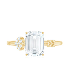 Lab Grown Diamond Emerald Cut Designer Engagement Ring