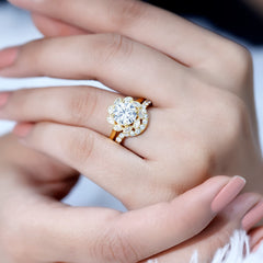Lab Grown Diamond Vintage Inspired Engagement Ring with Wedding Band