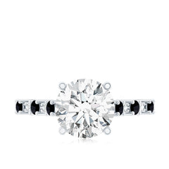 Lab Grown Diamond Designer Engagement Ring with Black Diamond