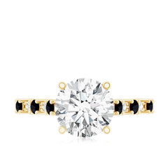 Lab Grown Diamond Designer Engagement Ring with Black Diamond