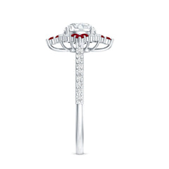 Certified Lab Grown Diamond Halo Engagement Ring with Ruby