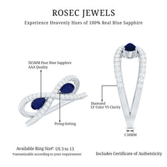 Lab Grown Diamond 2 Stone Engagement Ring with Blue Sapphire