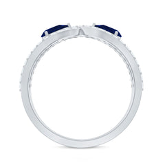 Lab Grown Diamond 2 Stone Engagement Ring with Blue Sapphire