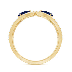 Lab Grown Diamond 2 Stone Engagement Ring with Blue Sapphire
