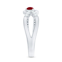 Natural Ruby Heart Promise Ring with Diamond Split Shank