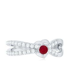 Natural Ruby Heart Promise Ring with Diamond Split Shank